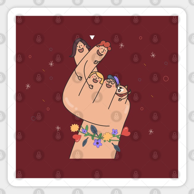 finger family hand drawn Sticker by Mako Design 